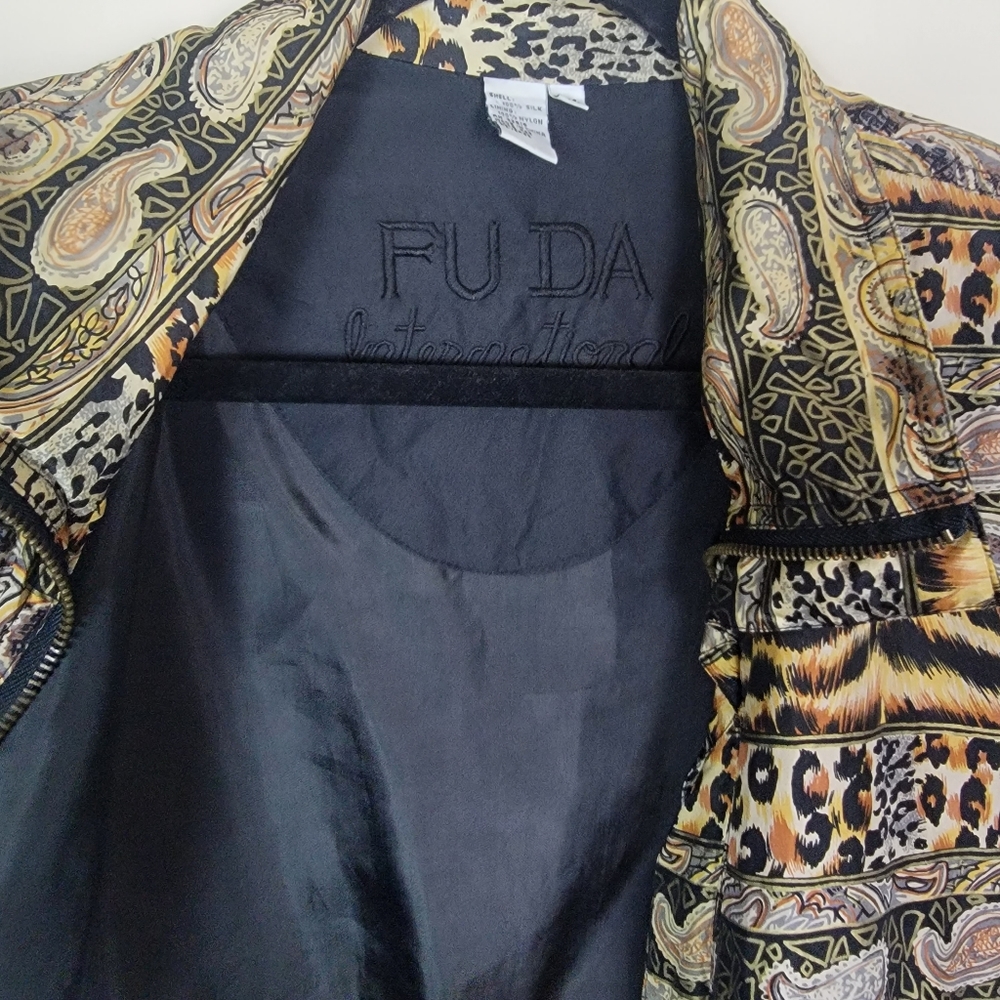 VTG‎ 90s FUDA International Silk Leopard Animal Print Windbreaker Jacket Size M - Picture 4 of 9